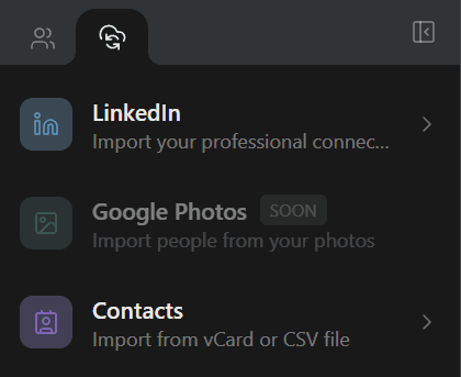 Import contacts from existing sources